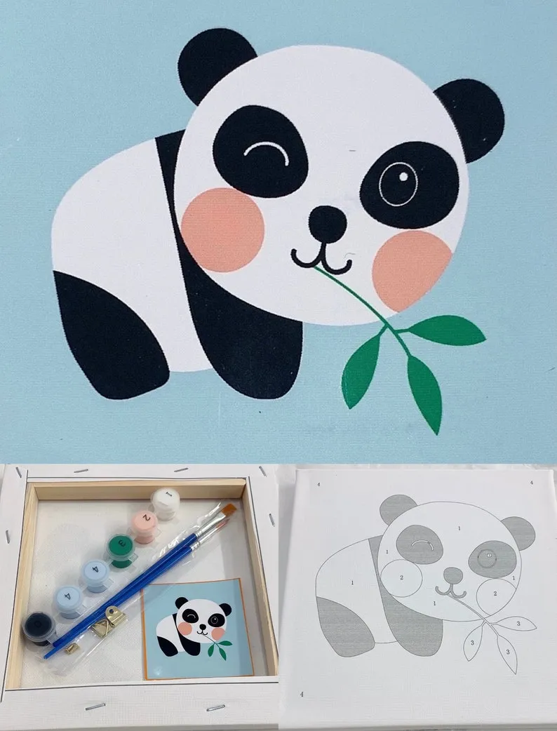paint by numbers kit with cartoon panda