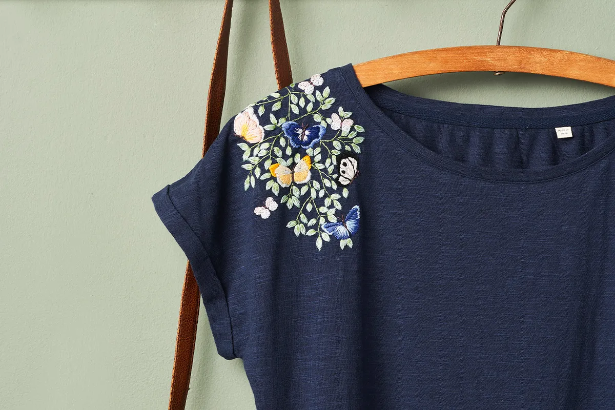tshirt embroidery - with floral shoulder design