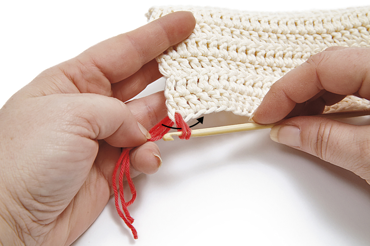 How to add a crochet fringe step 03b