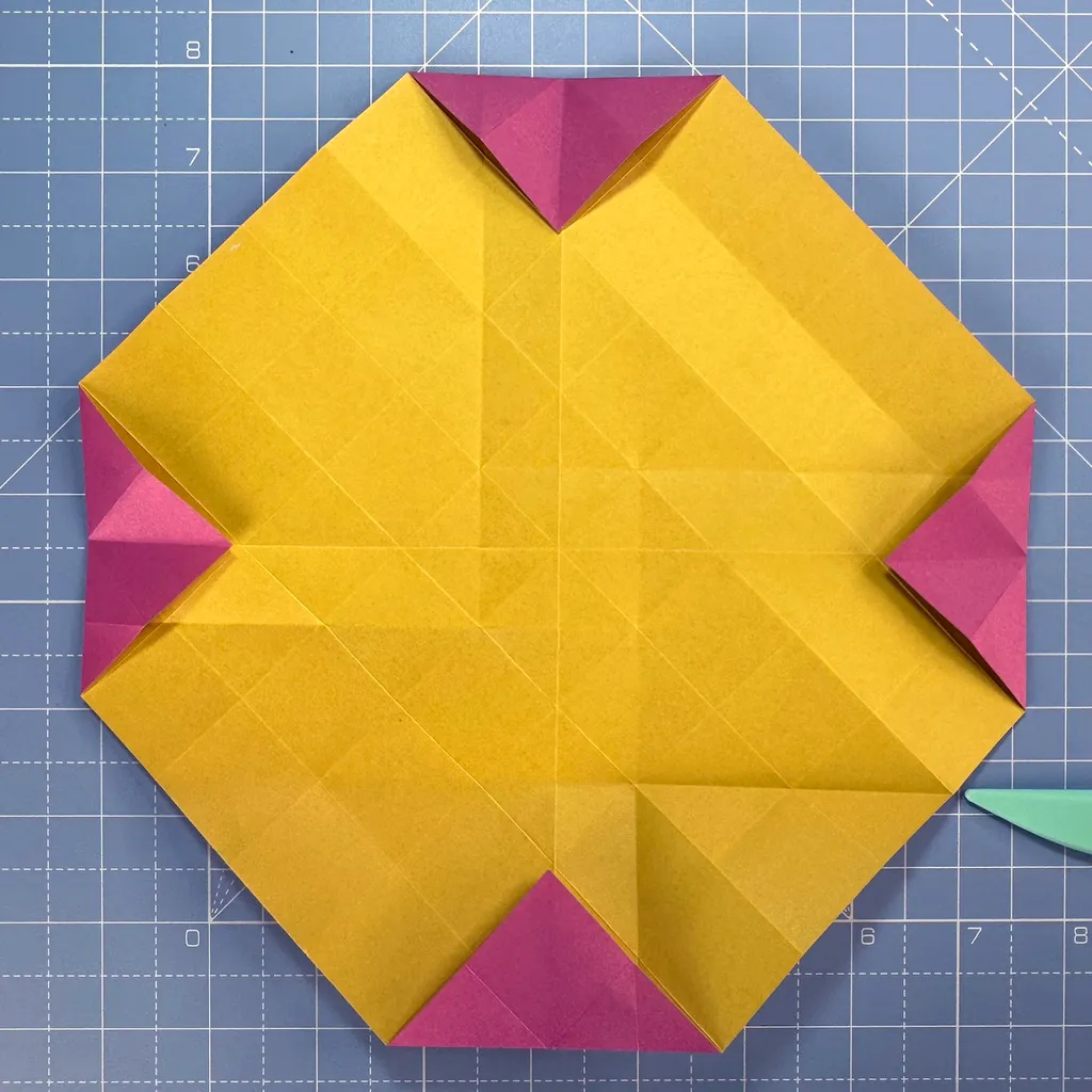 How to make an origami rose, step 16a