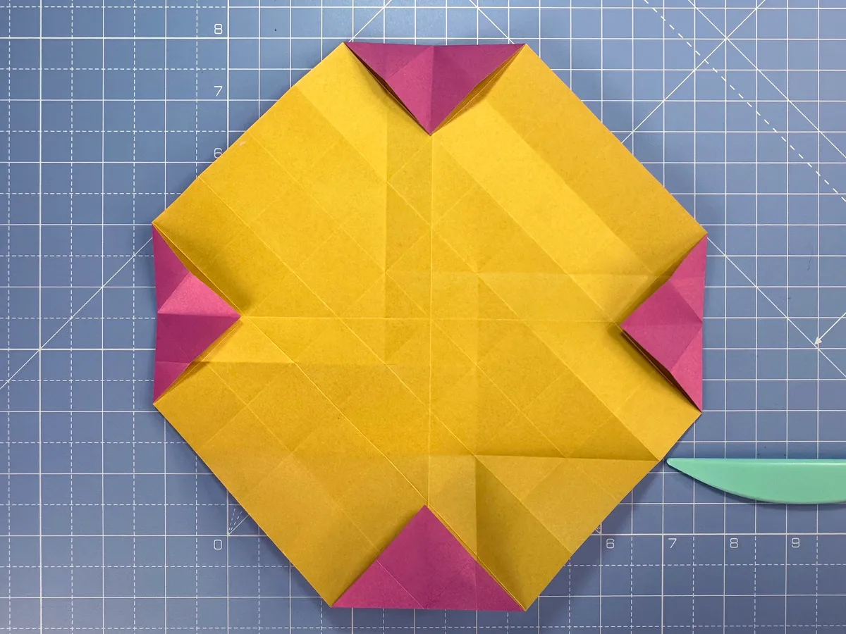 How to make an origami rose, step 16a
