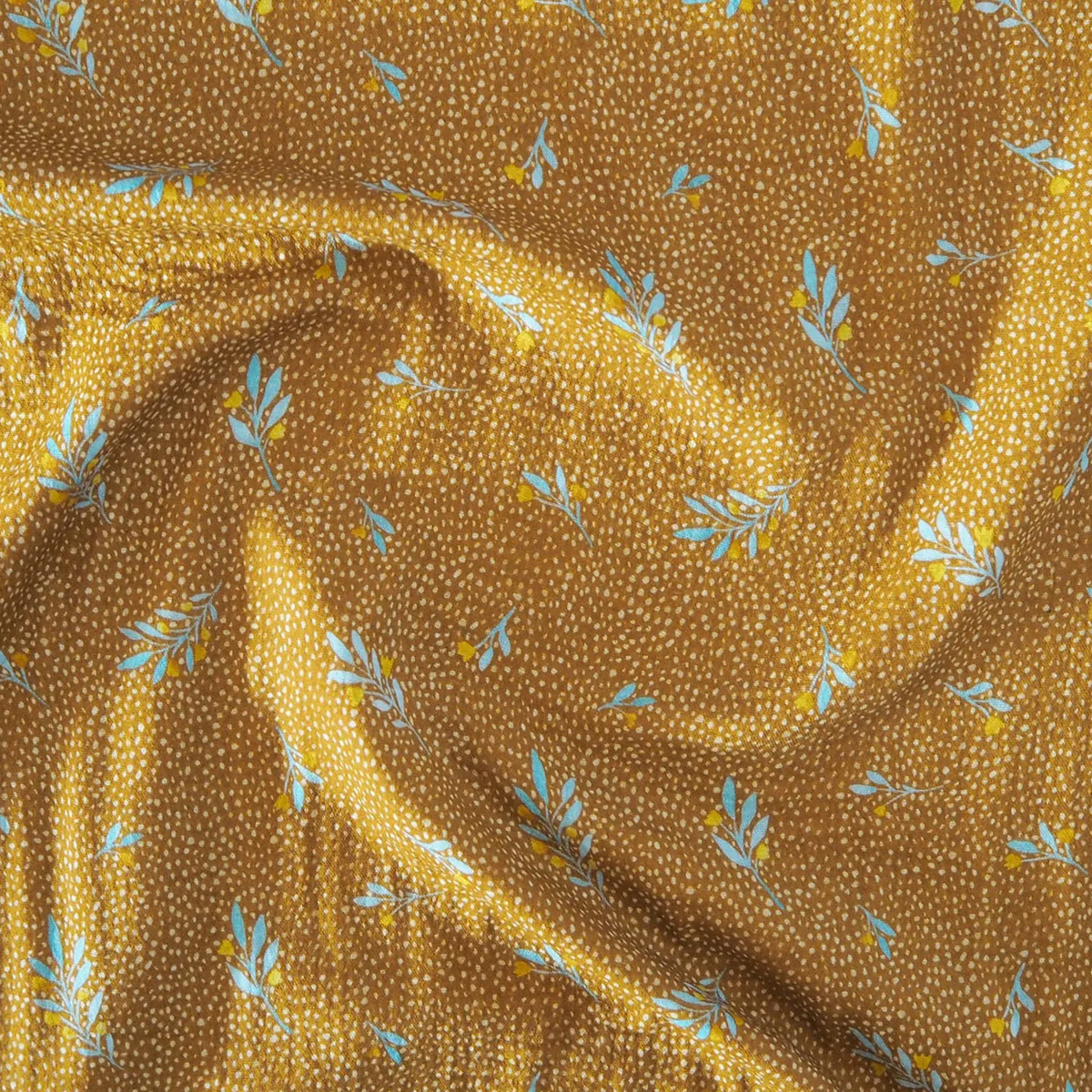 Scattered Stems On Ochre Double Cotton Gauze Fabric