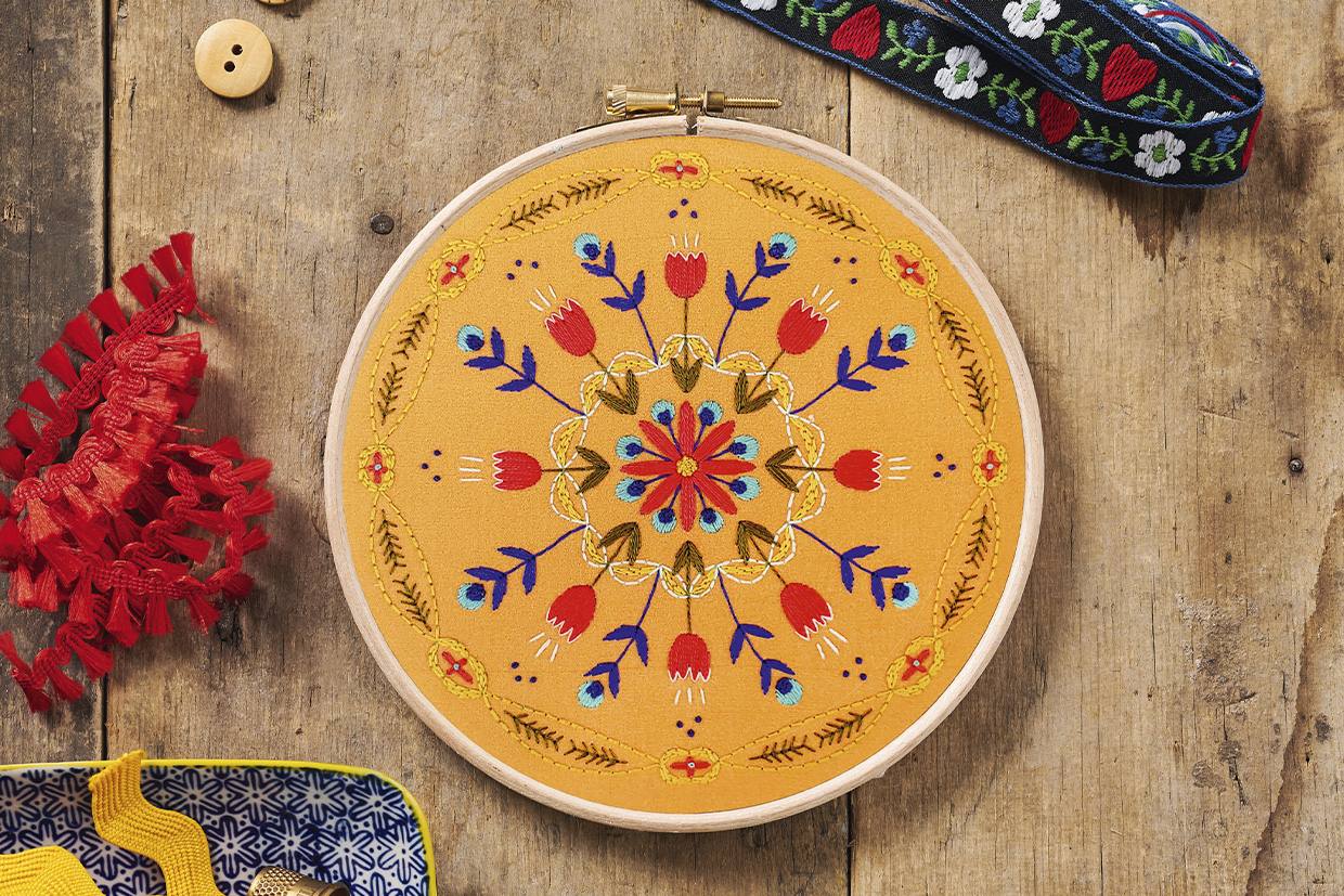 folk art style embroidery