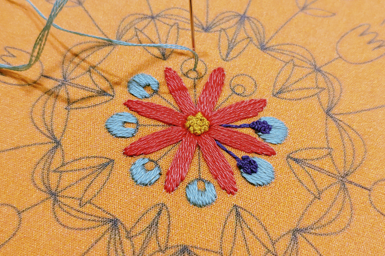 folk art style embroidery step 2