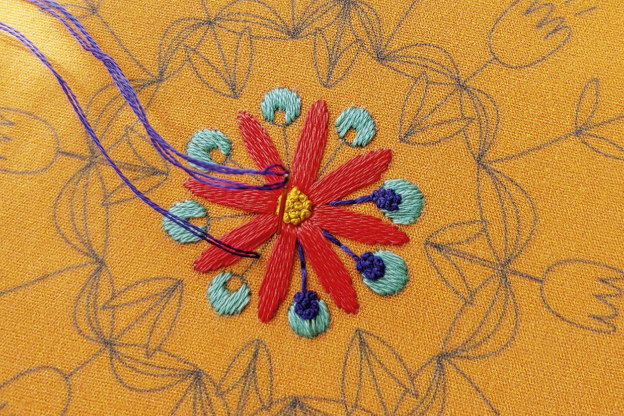 folk art style embroidery step 3