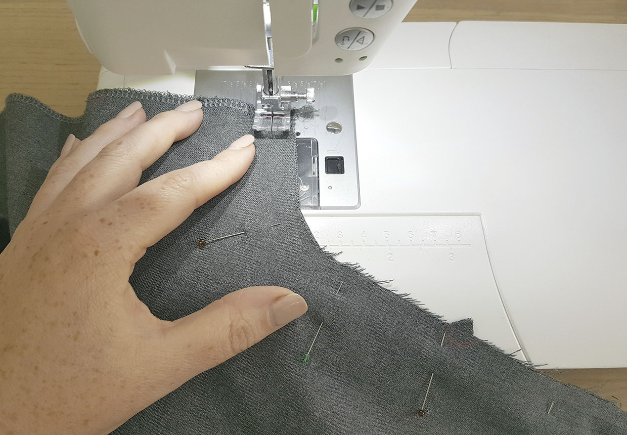 Step five – cut strips from the fabric and join them together at the short ends