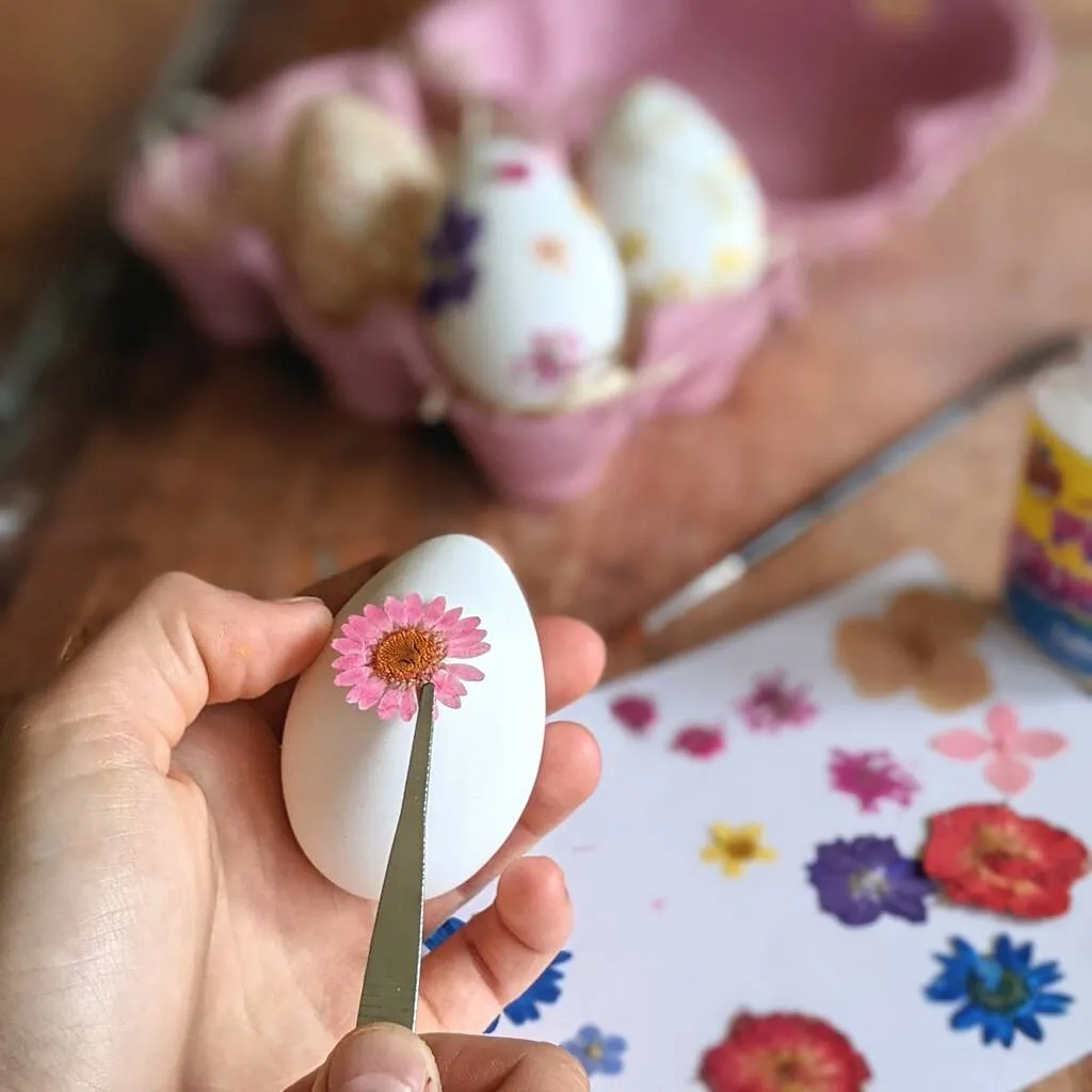 Easter eggs craft kit with pressed flowers