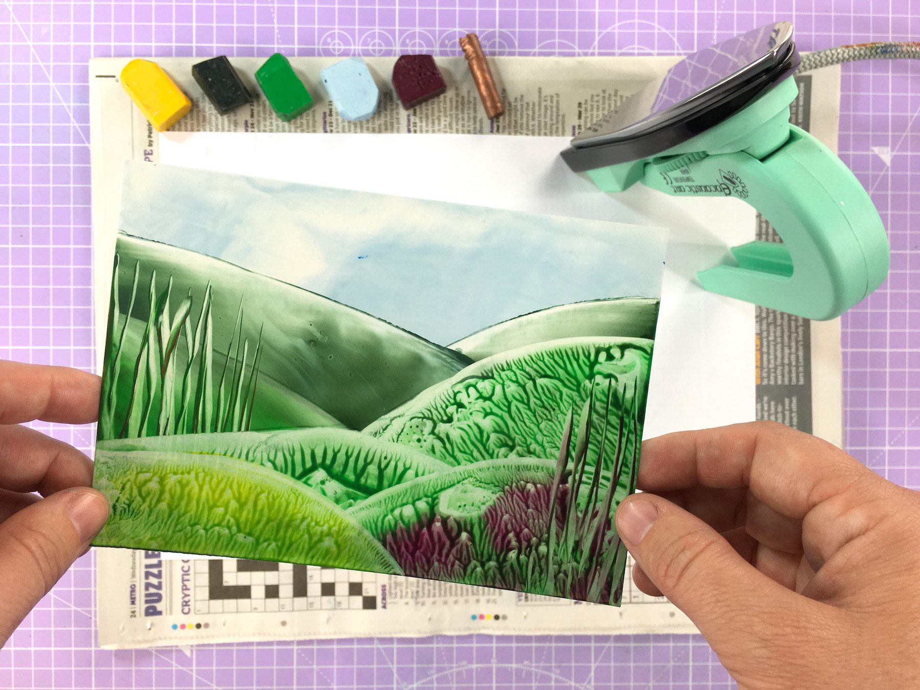 Beginner’s Guide to Encaustic Art - 60 - simple landscape step 16