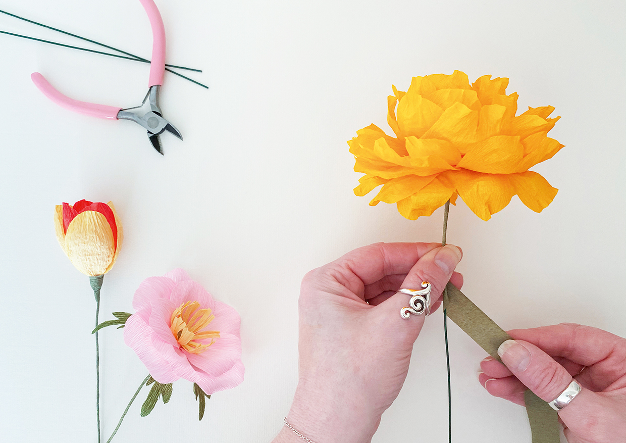 How to make crepe paper flowers step 17