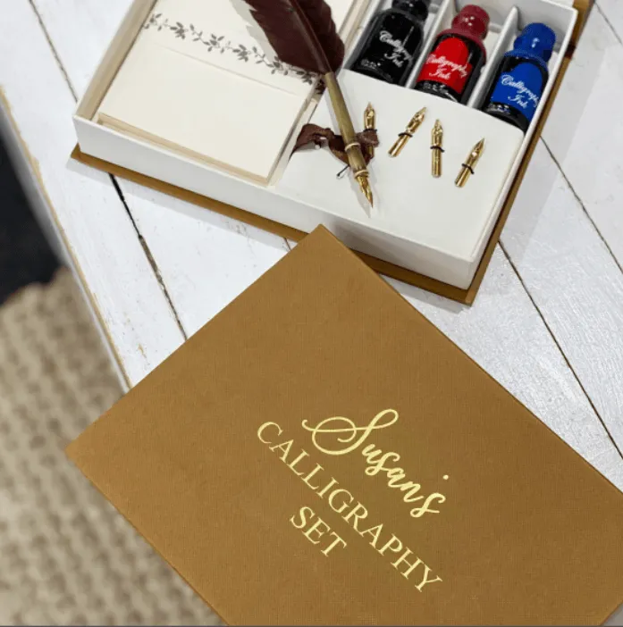 calligraphy kits for beginners with personalised name on box