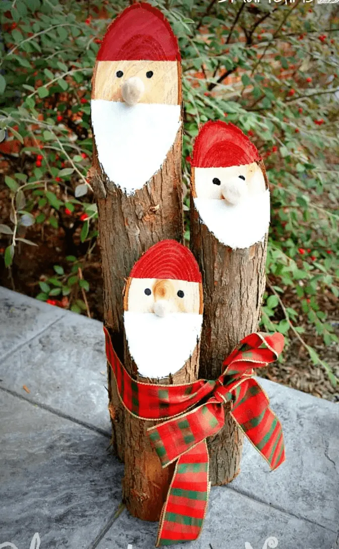 santa logs diy outdoor christmas decorations