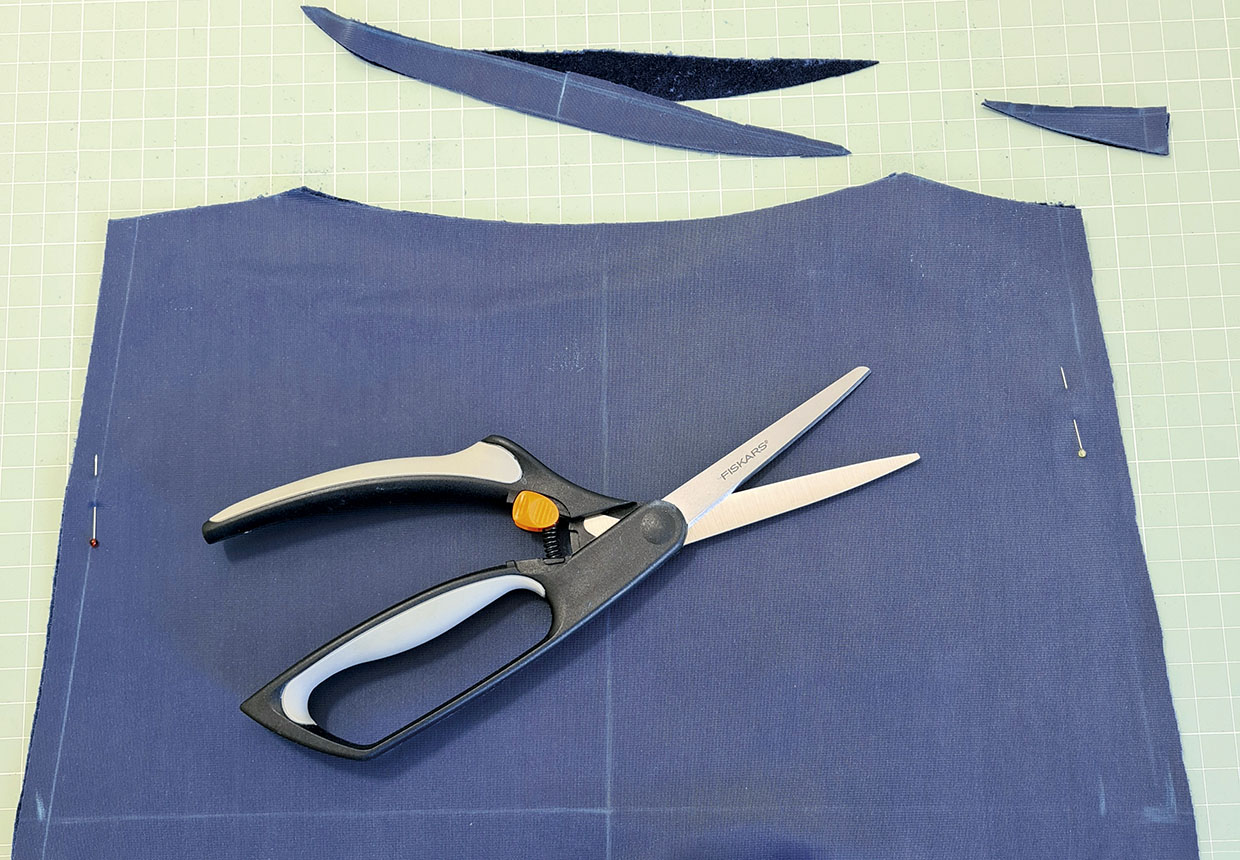 Cutting out the neckline