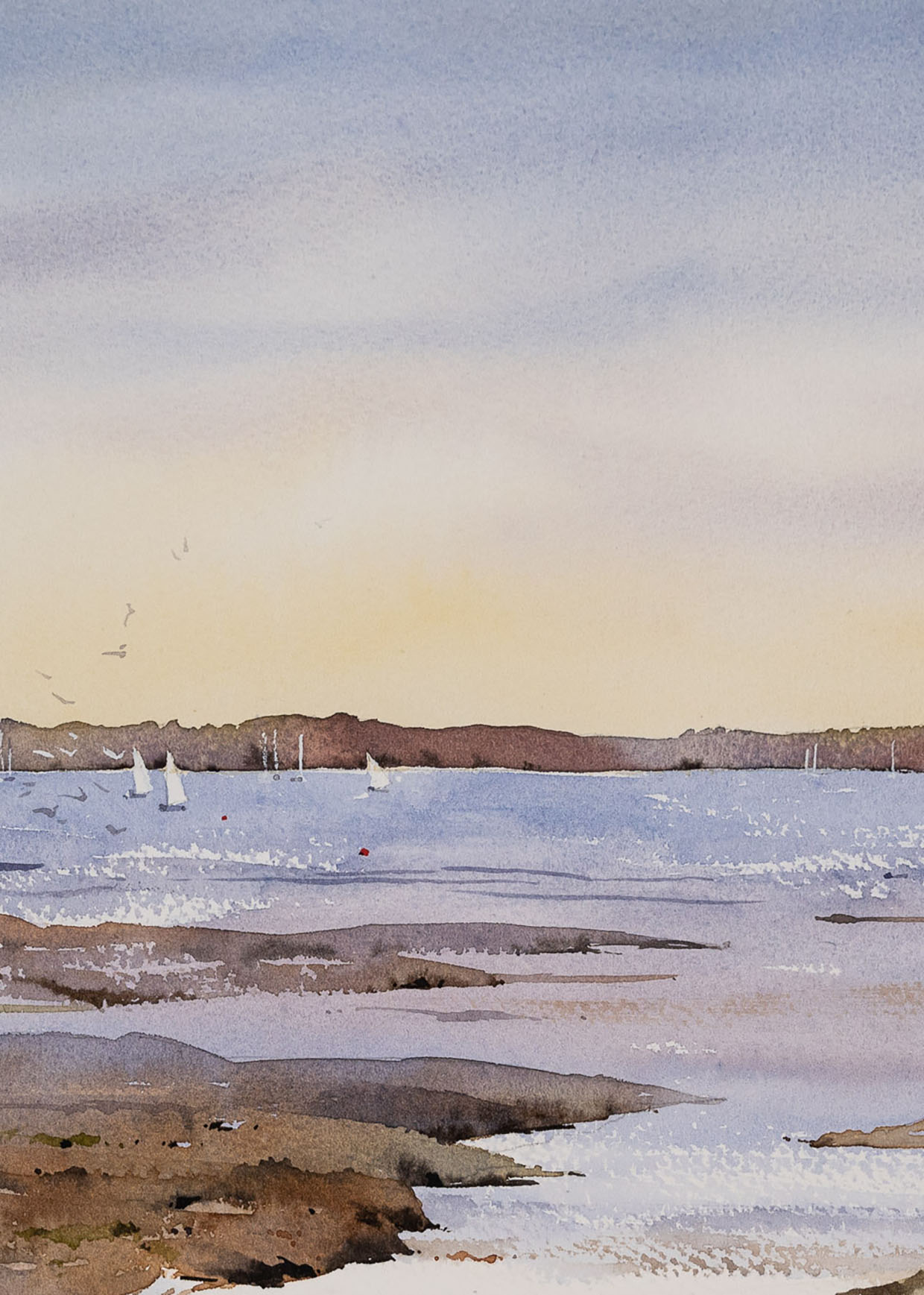 A section of Oliver Pyle’s painting of Poole Harbour in Dorset