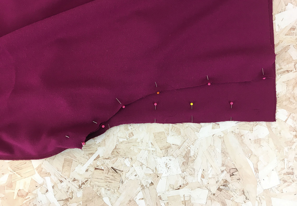 Step six – pin and sew the crotch seam