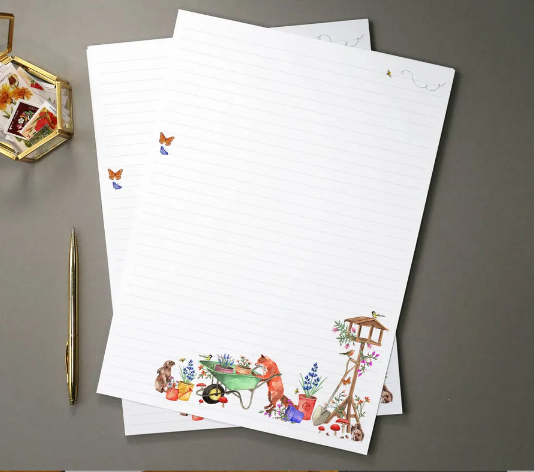 Woodland fox letter writing paper