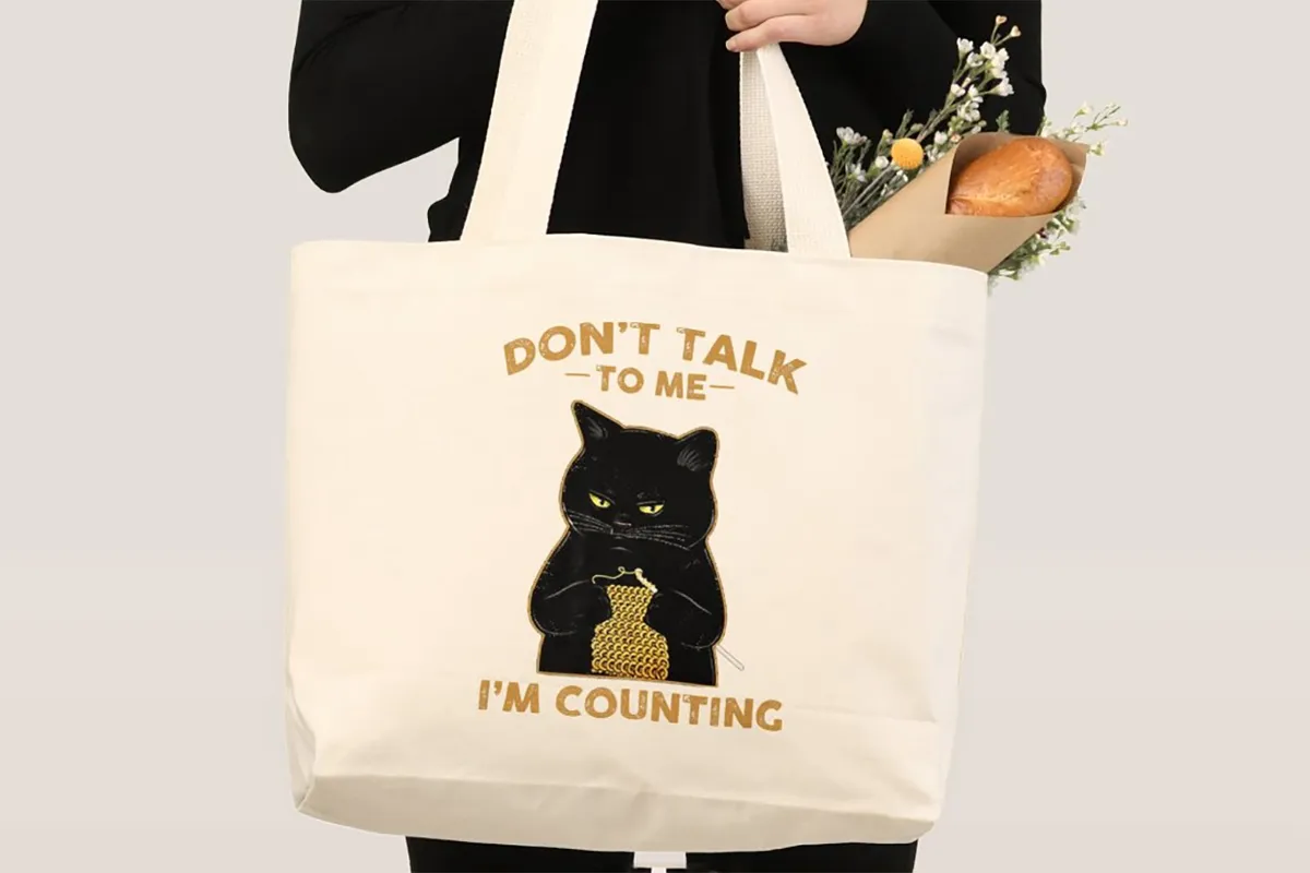 Best knitting bags Funny Cat Knits tote