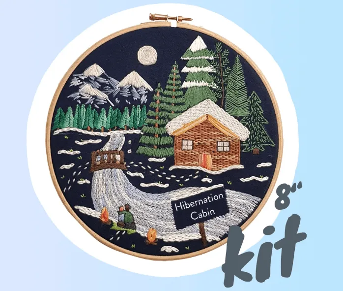 christmas embroidery kits - cosy cabin