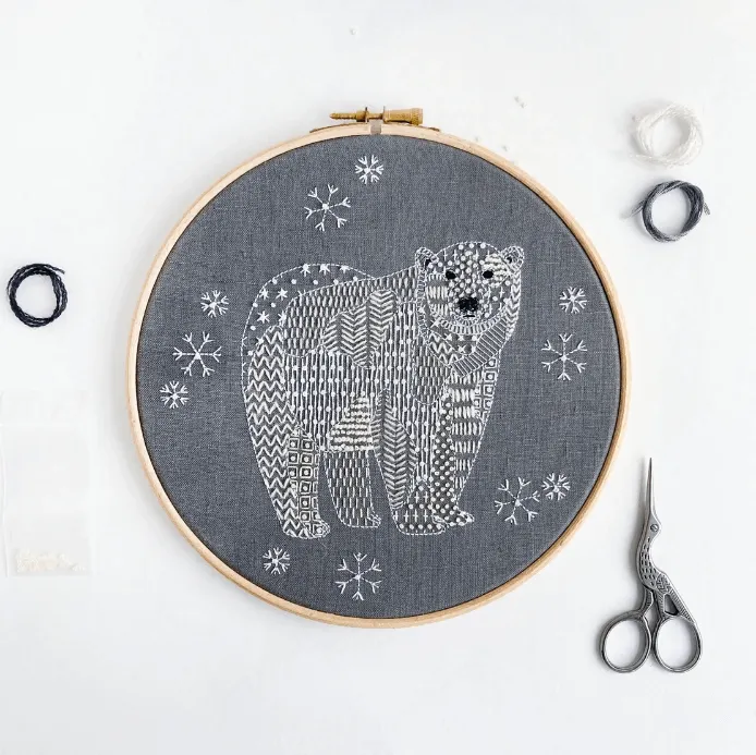 christmas embroidery kits - polar bear