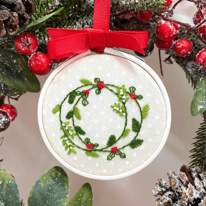 christmas embroidery kits - wreath