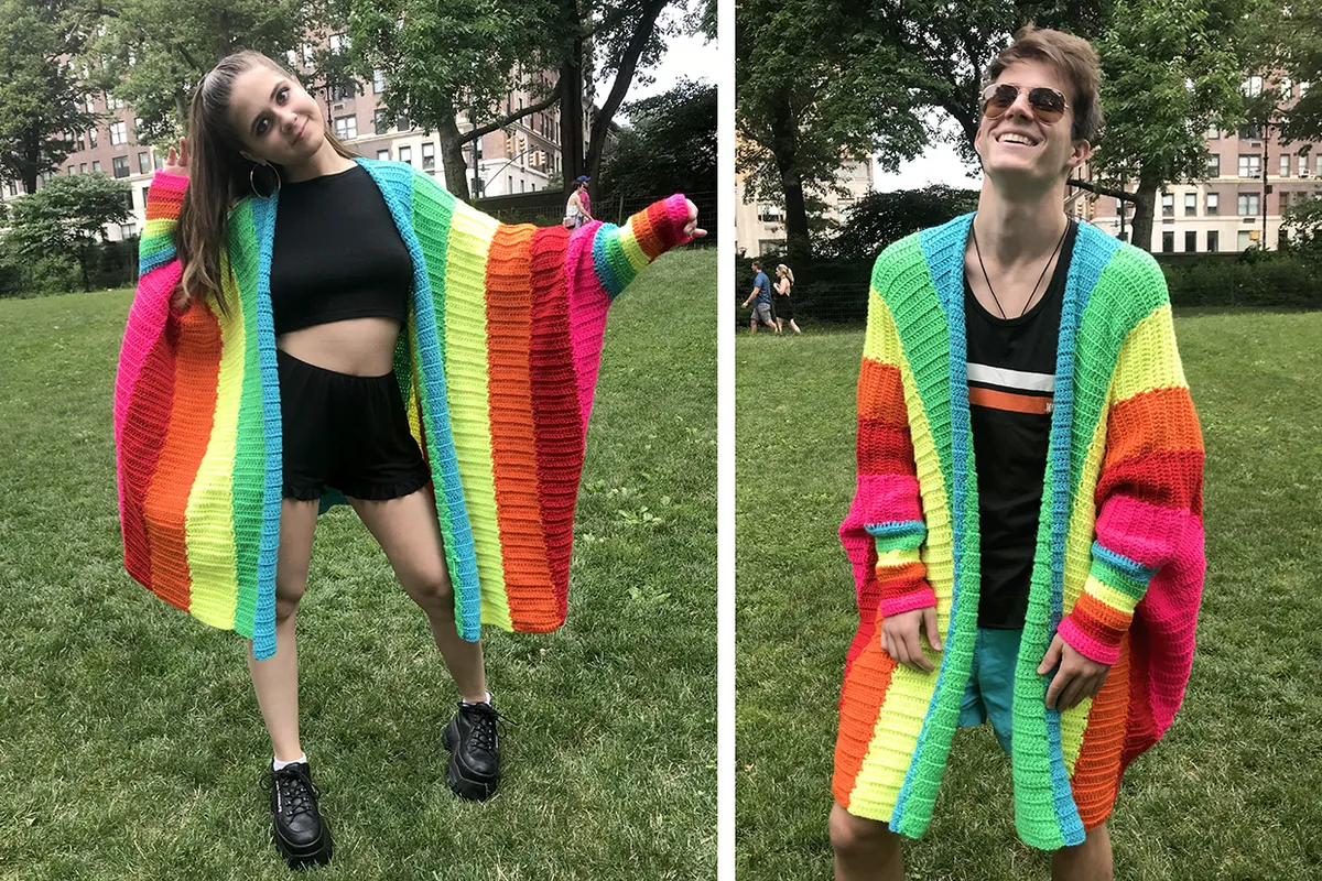 rainbow pride festival cardigan crochet pattern