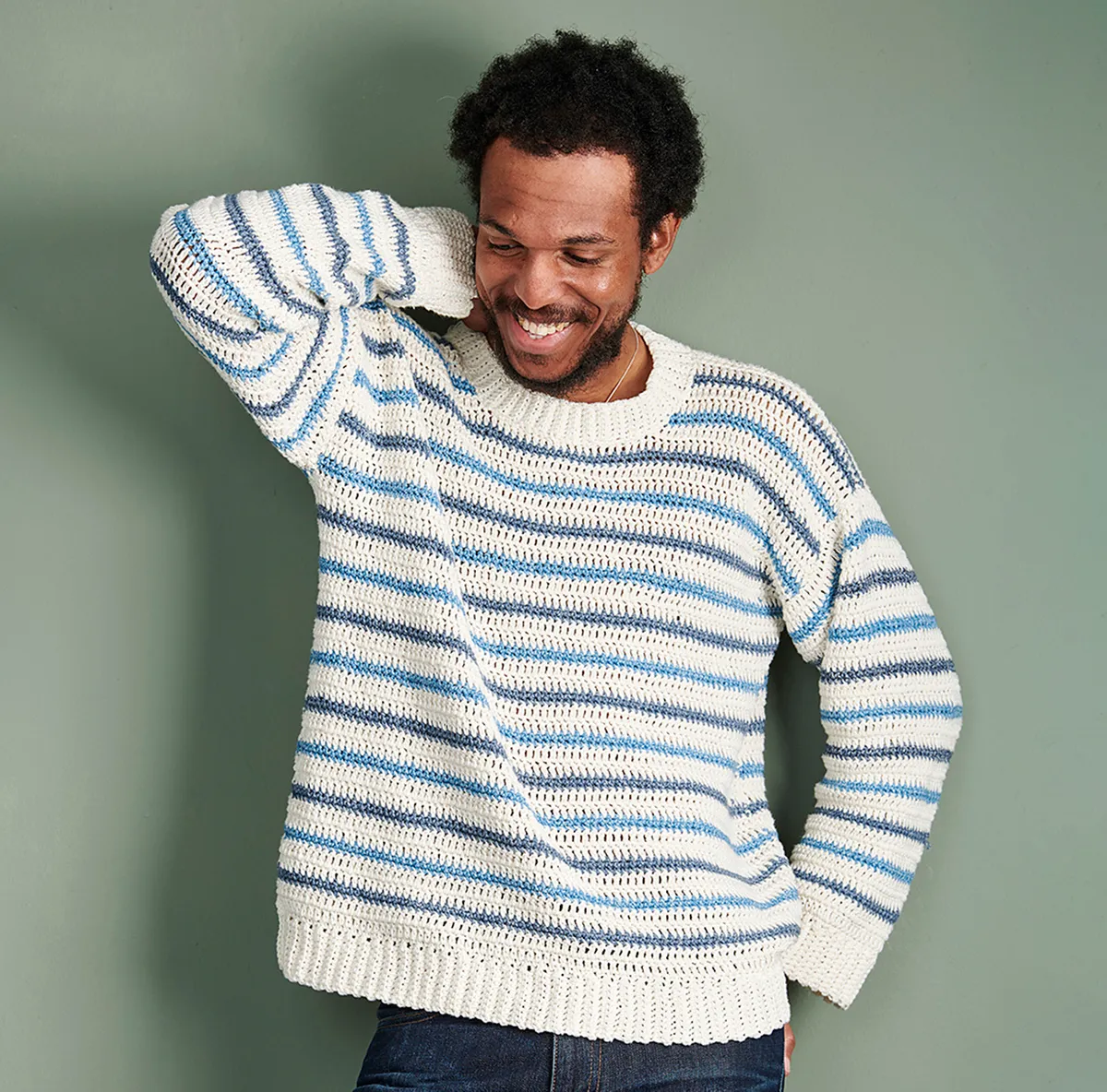 Mens striped jumper crochet pattern