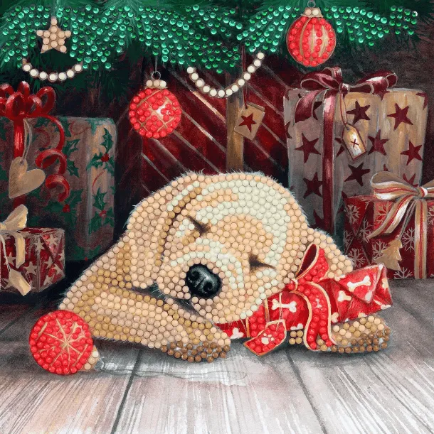 Christmas diamond painting - puppy