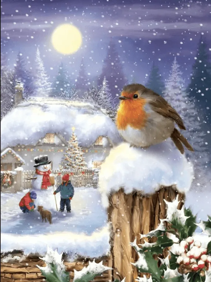 Christmas diamond painting - robin