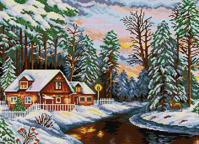 Christmas diamond painting - cabin