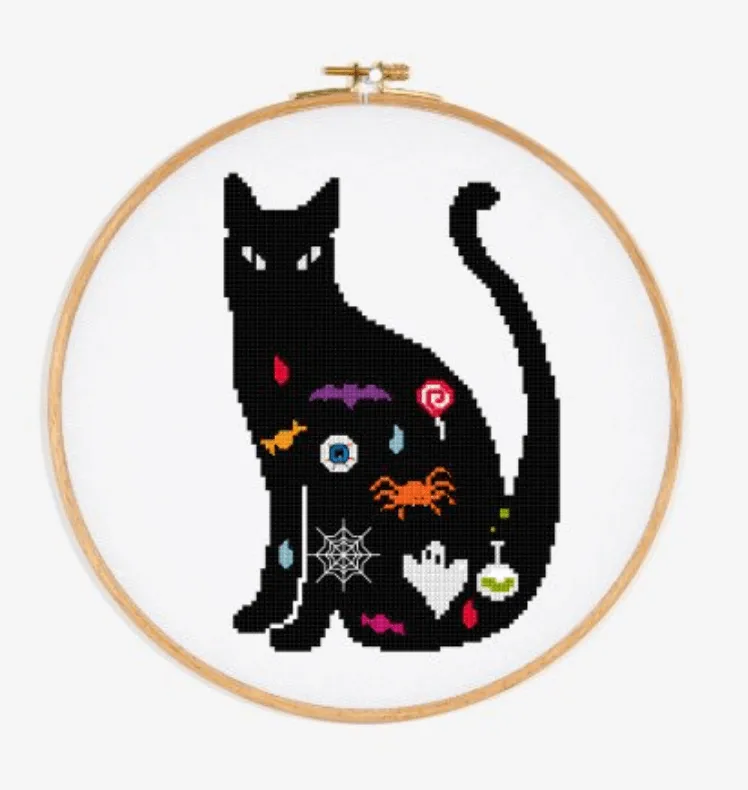 halloween cross stitch - black cat