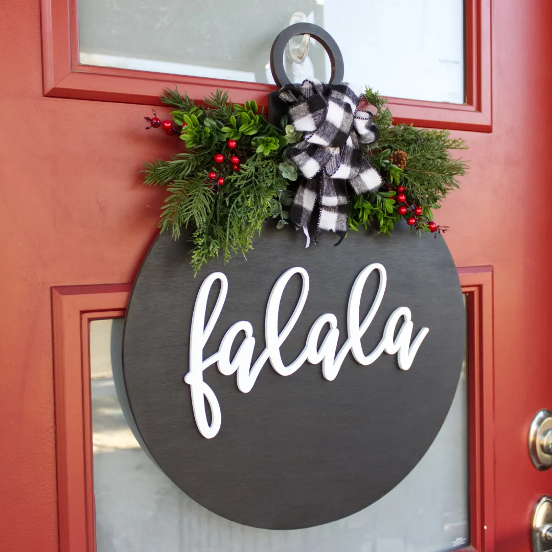 Christmas bauble door sign