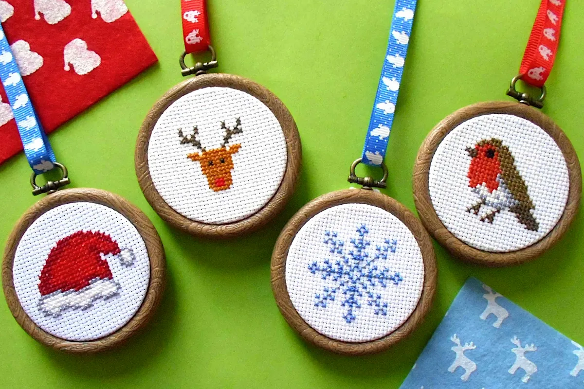christmas cross stitch kits mini hoops