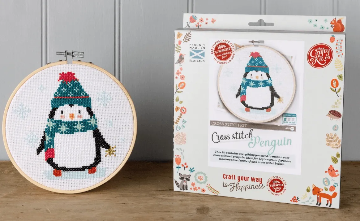 christmas cross stitch kits penguin