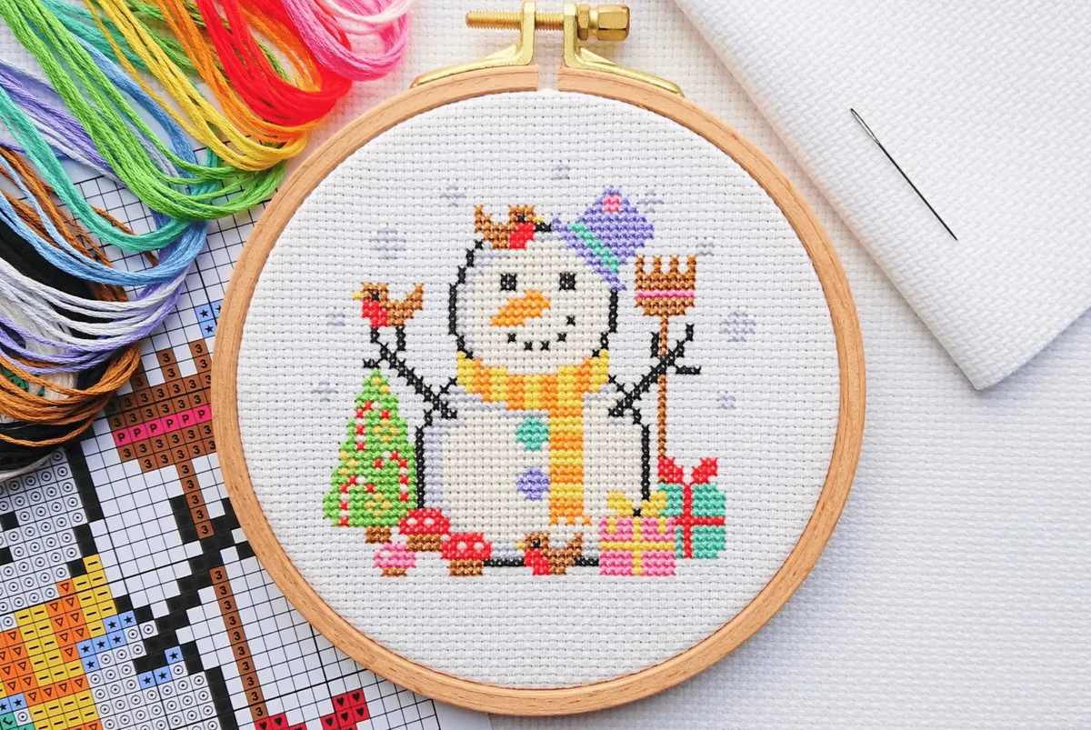 christmas cross stitch kits snowman