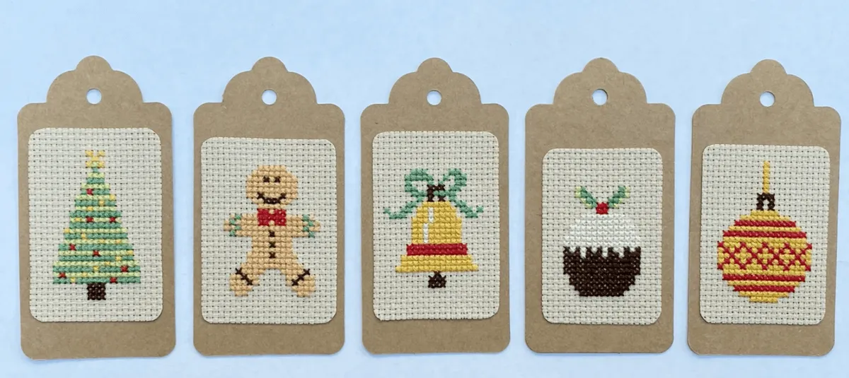 christmas cross stitch kits tags