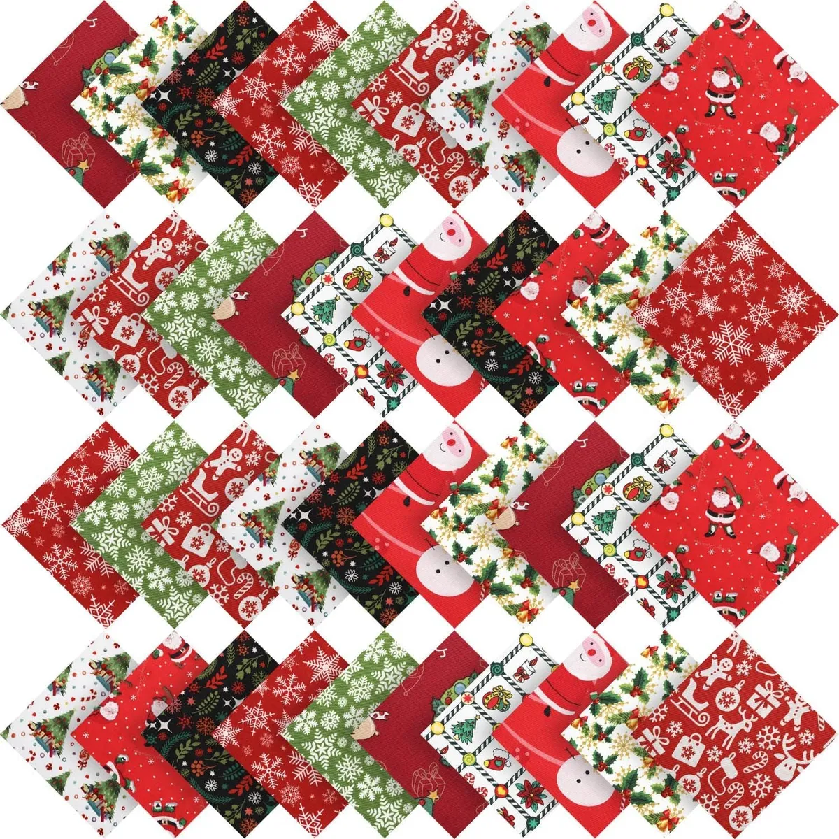 Irenare 50 Pieces Christmas Cotton Fabric