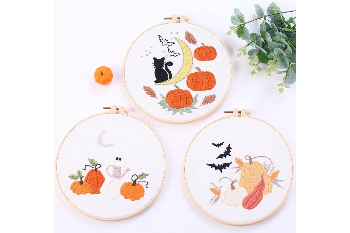 Halloween embroidery kit, set of three
