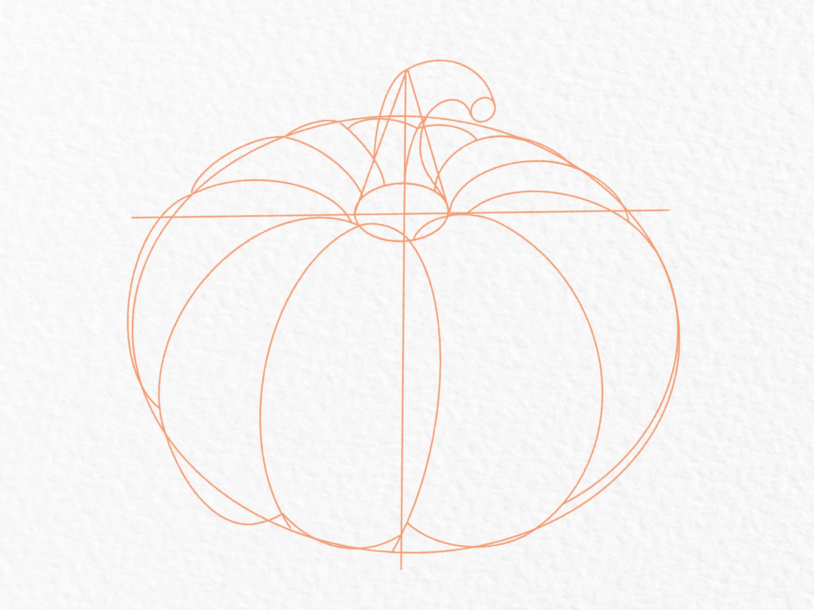 Pumpkin drawing tutorial, step 13