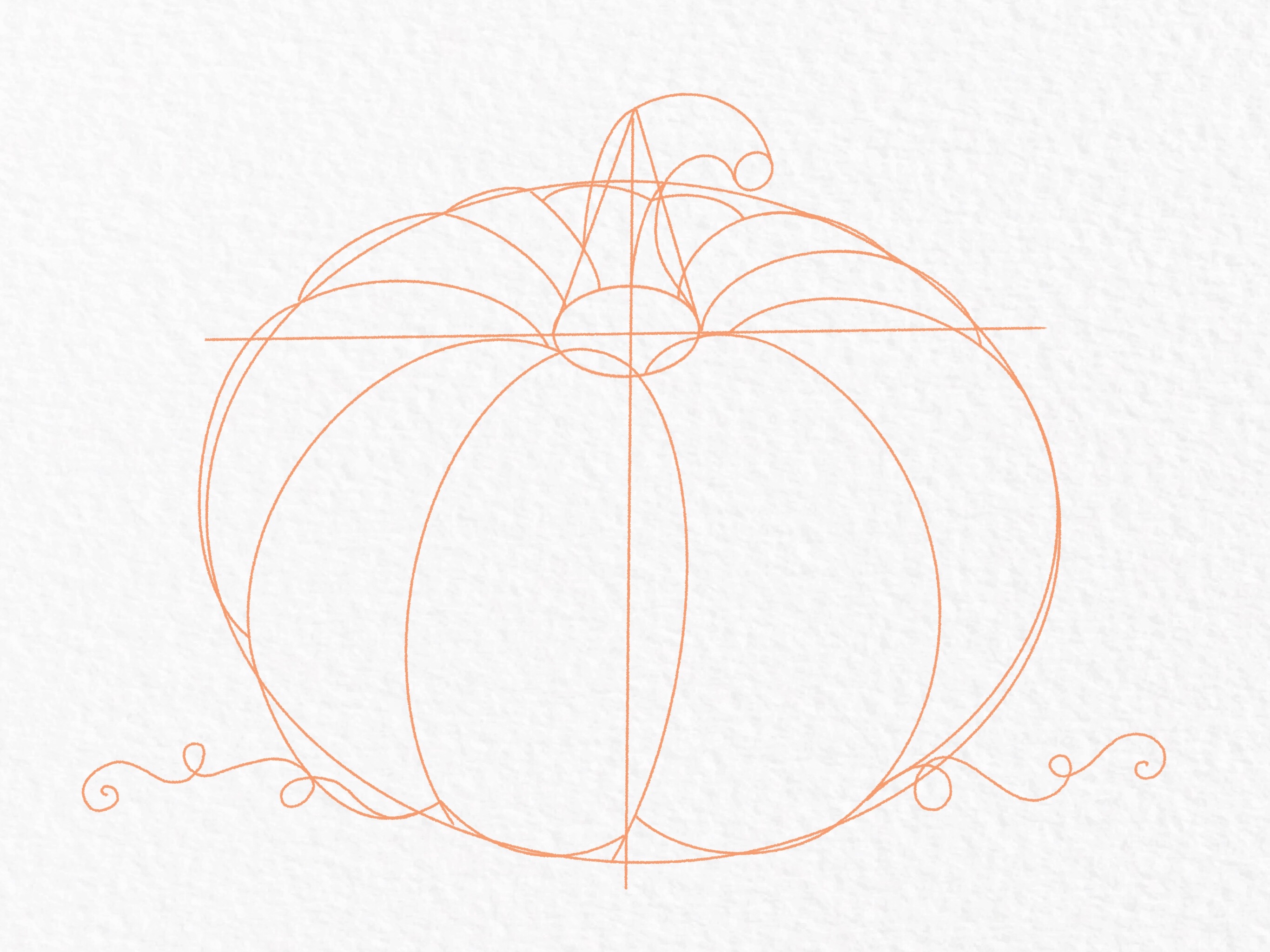 Pumpkin drawing tutorial, step 14