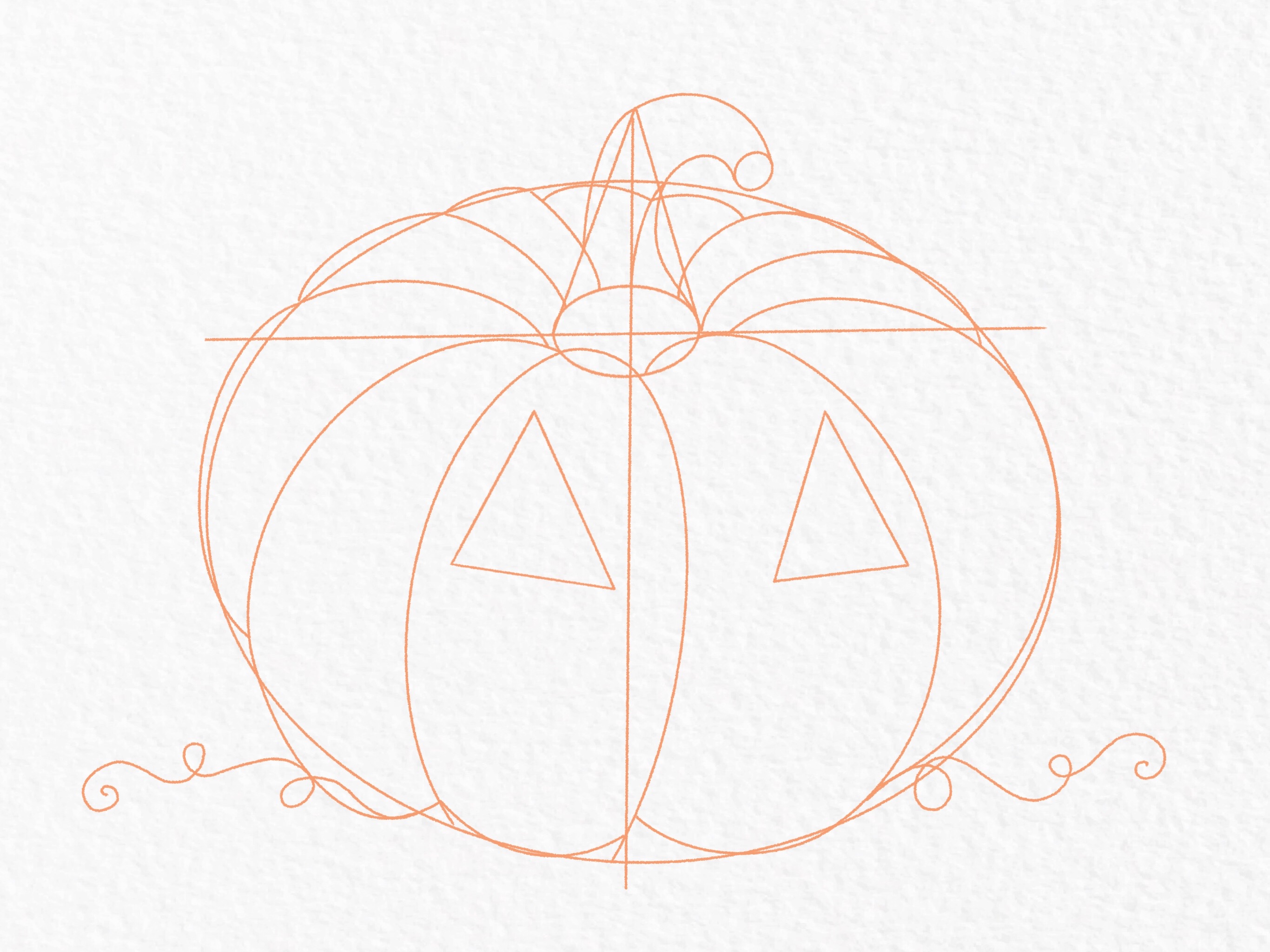 Pumpkin drawing tutorial, step 15