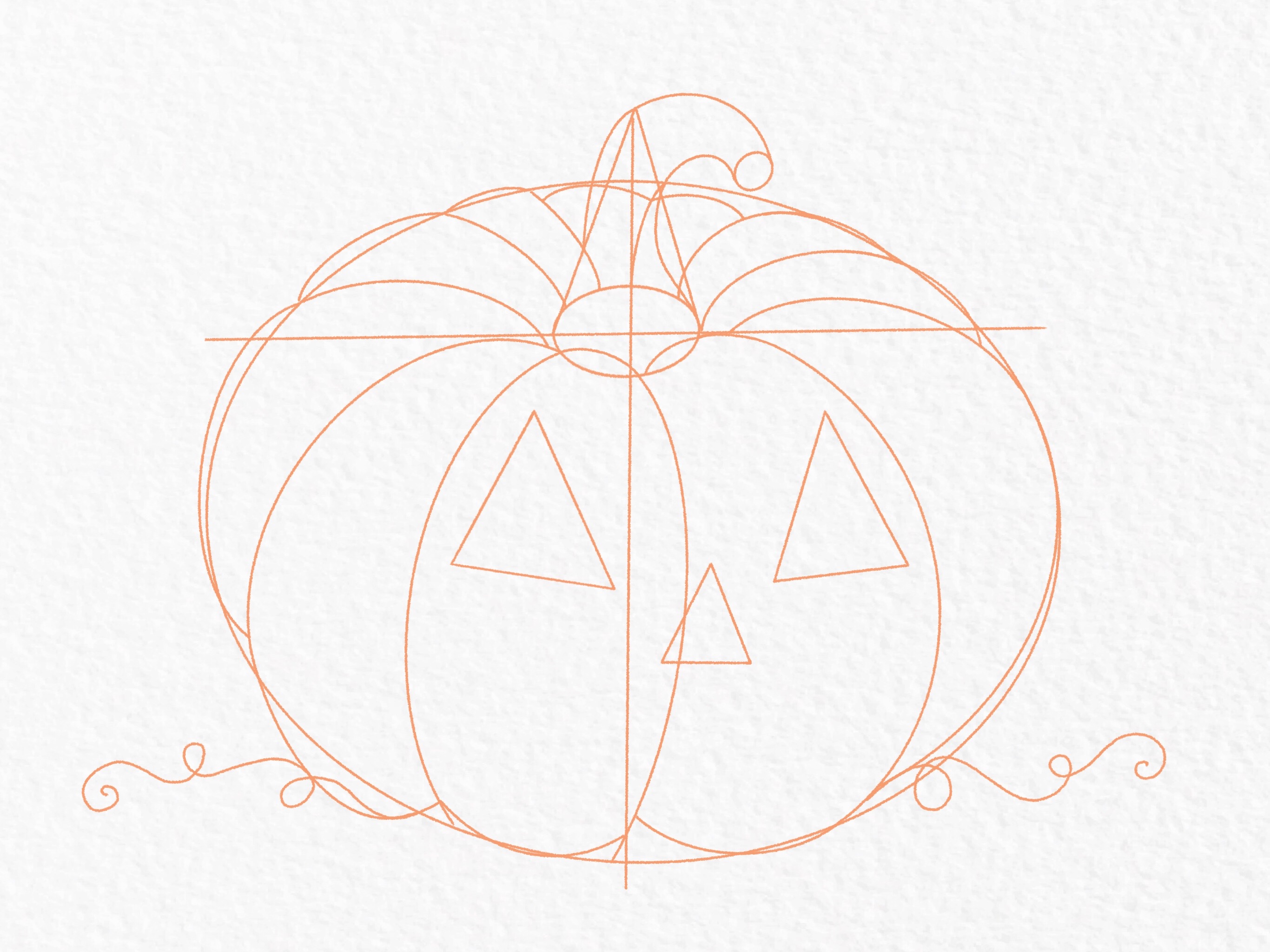 Pumpkin drawing tutorial, step 16