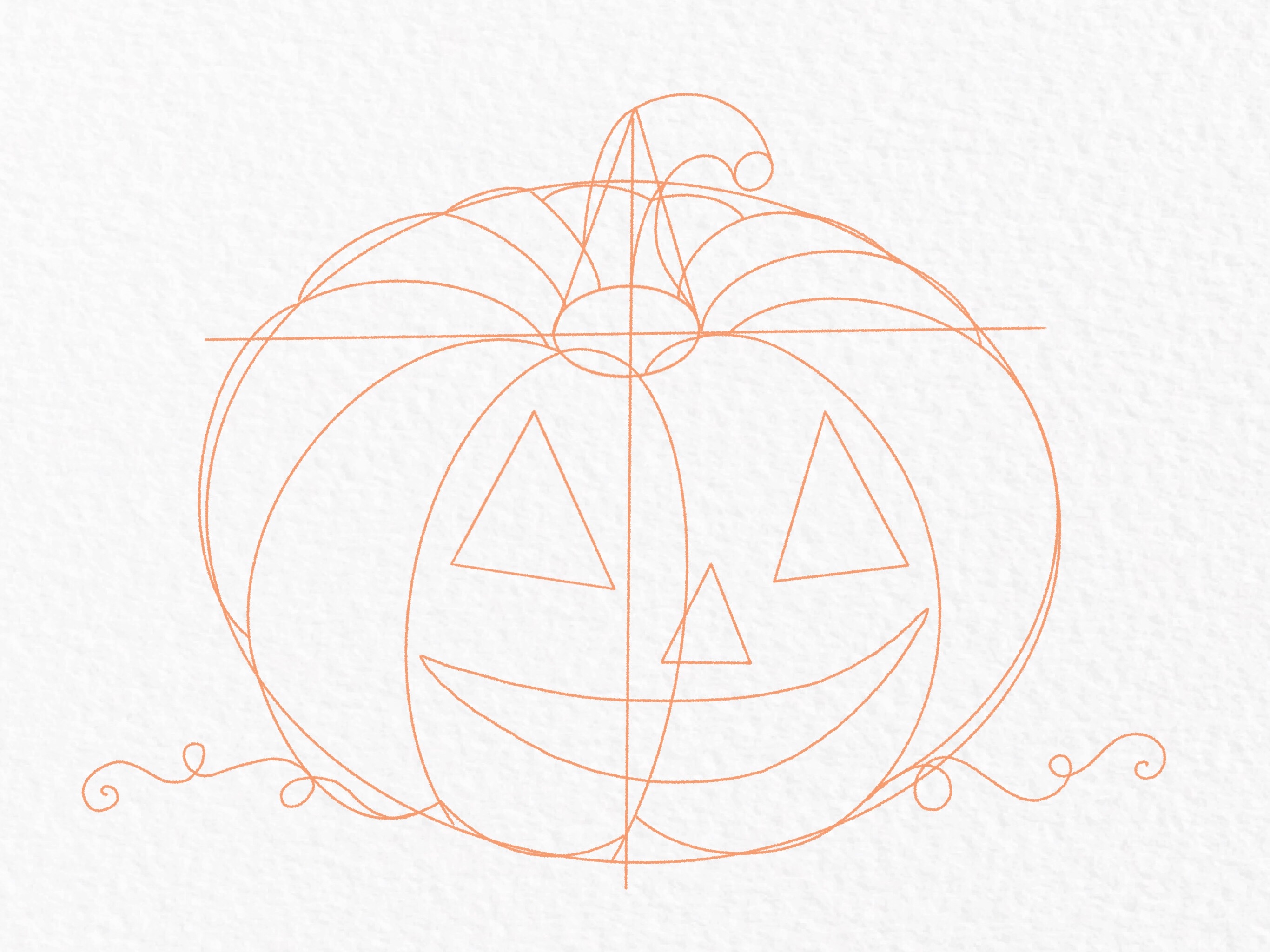 Pumpkin drawing tutorial, step 17