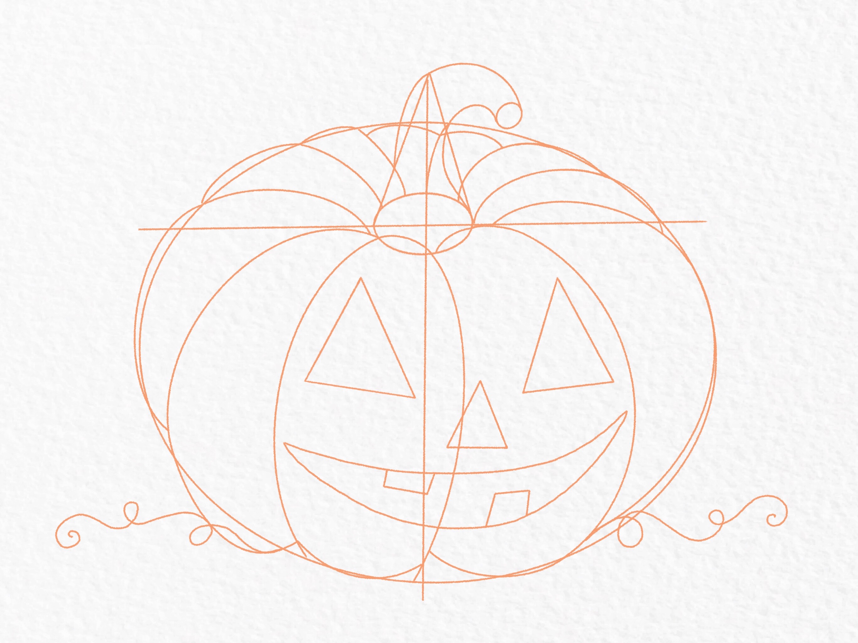 Pumpkin drawing tutorial, step 18