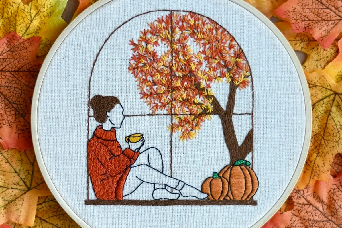 halloween embroidery kit - pumpkin