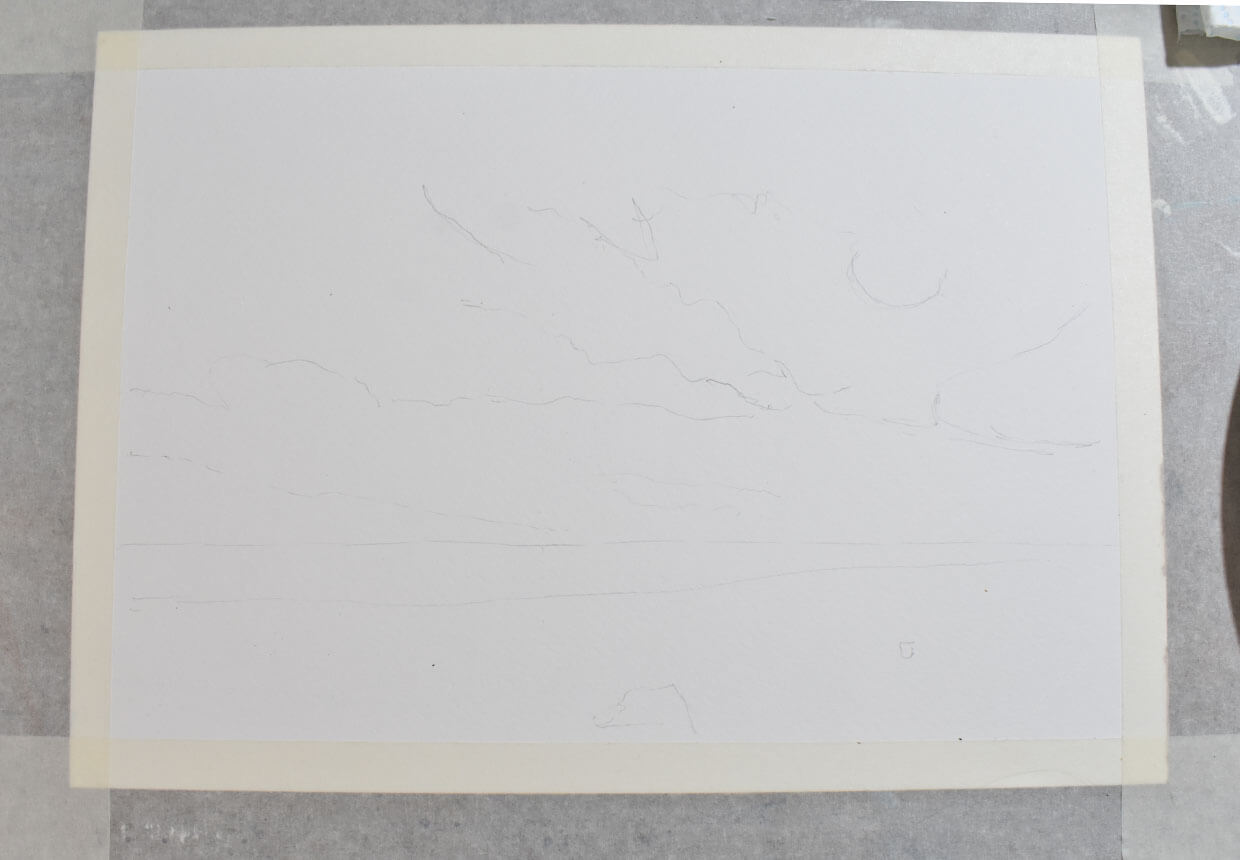 Step 1 – sketching the sunset outline