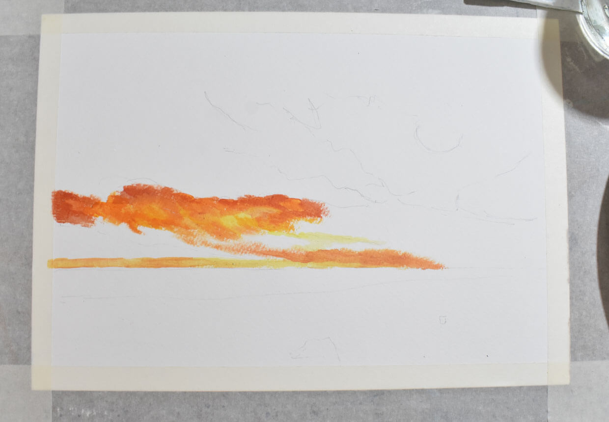 Step 2 – adding lighter colours to the sky