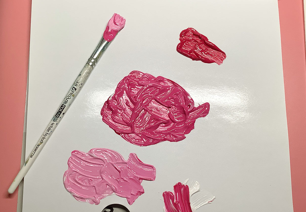 Step 3 – mixing the rose paint colours