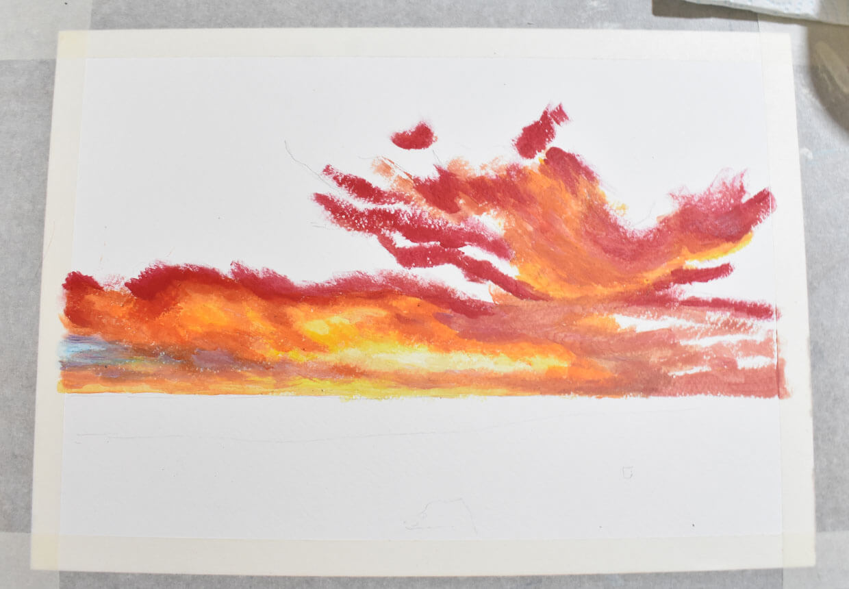 Step 3 – adding red colours to the clouds