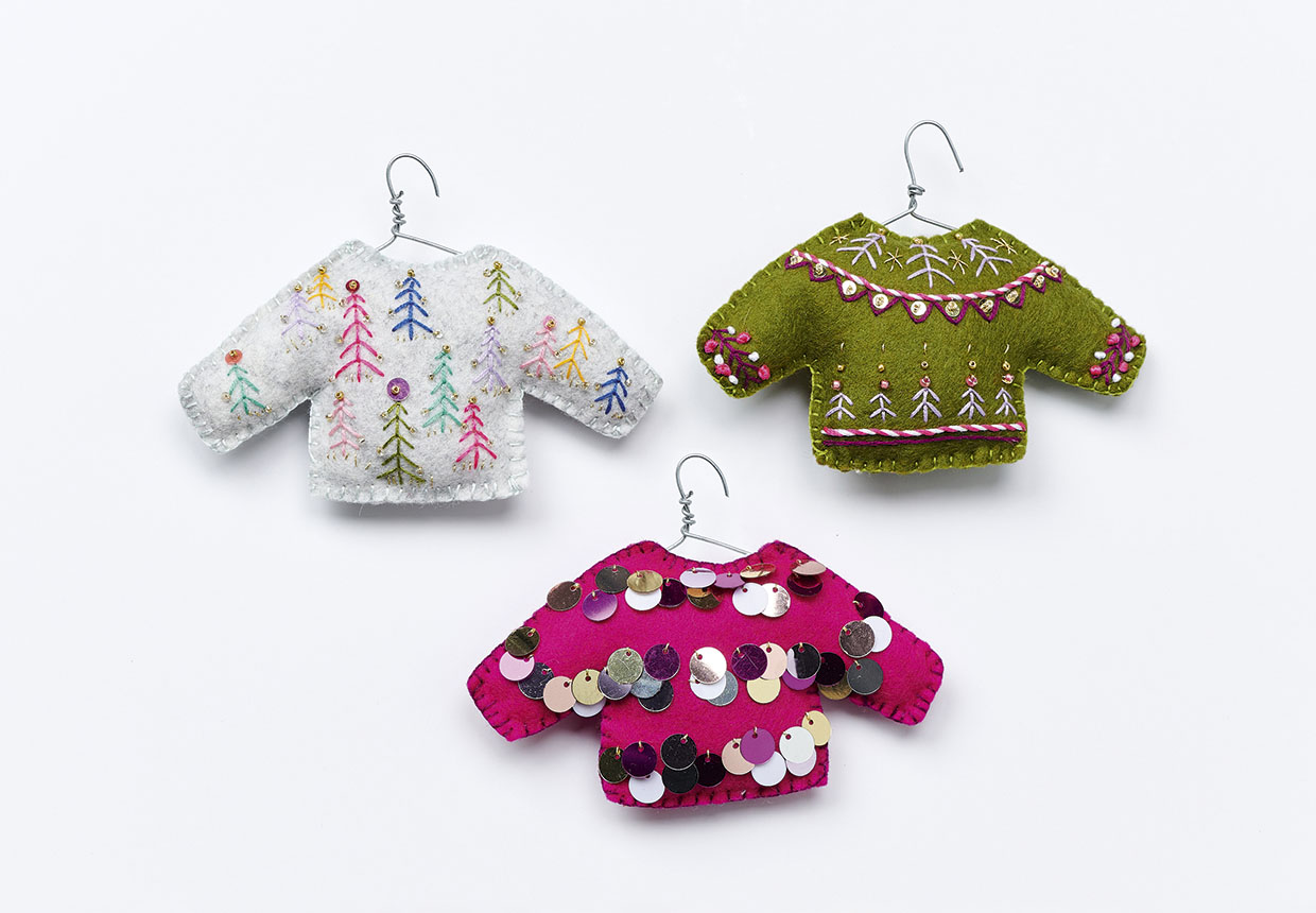DIY fabric Christmas ornaments completed