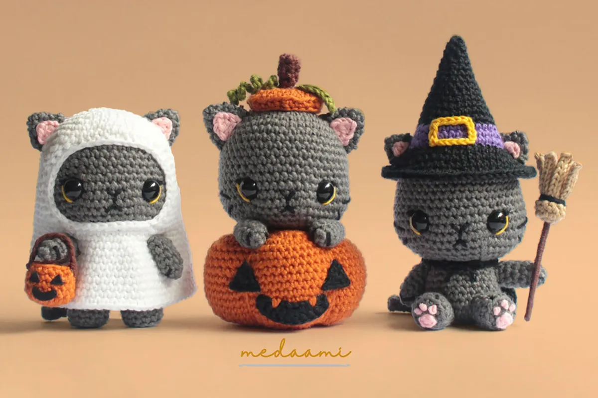 Halloween cats crochet pattern bundle