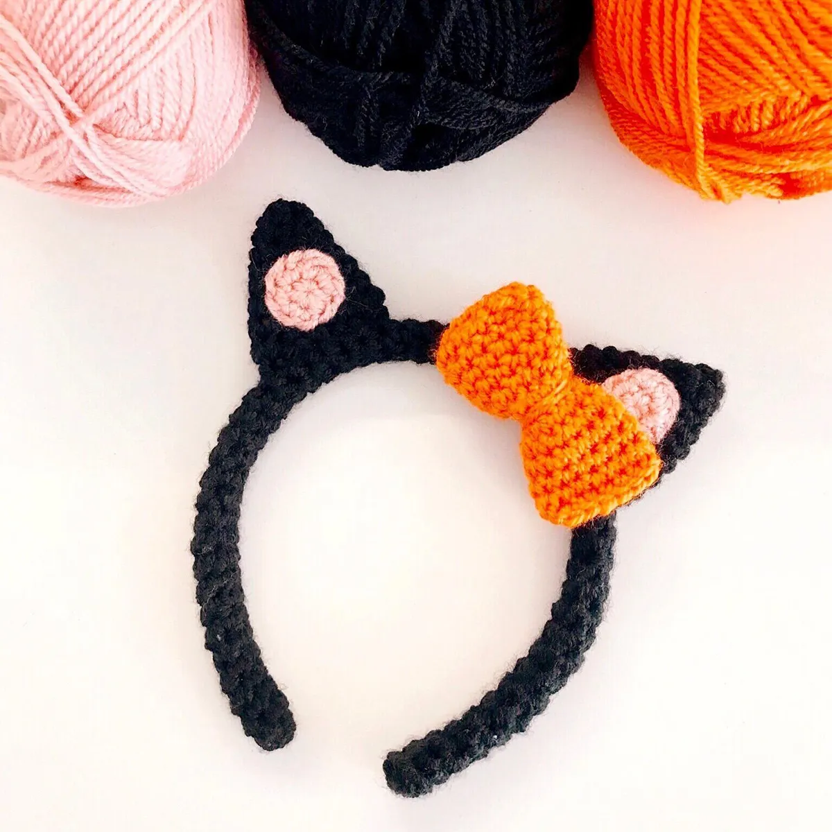 black cat headband halloween crochet pattern